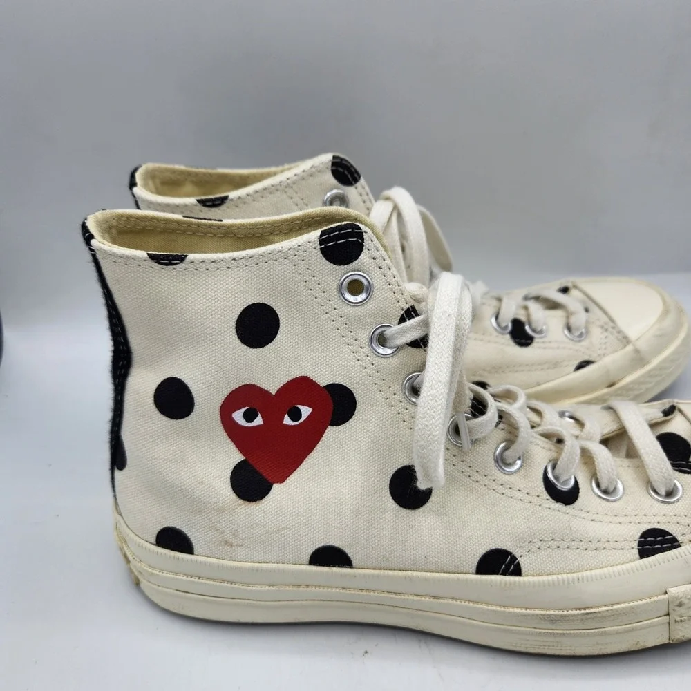 Comme Des Garcons Play x Chuck Taylor All Star High Top White Polka Dot M‎ 7 W 9